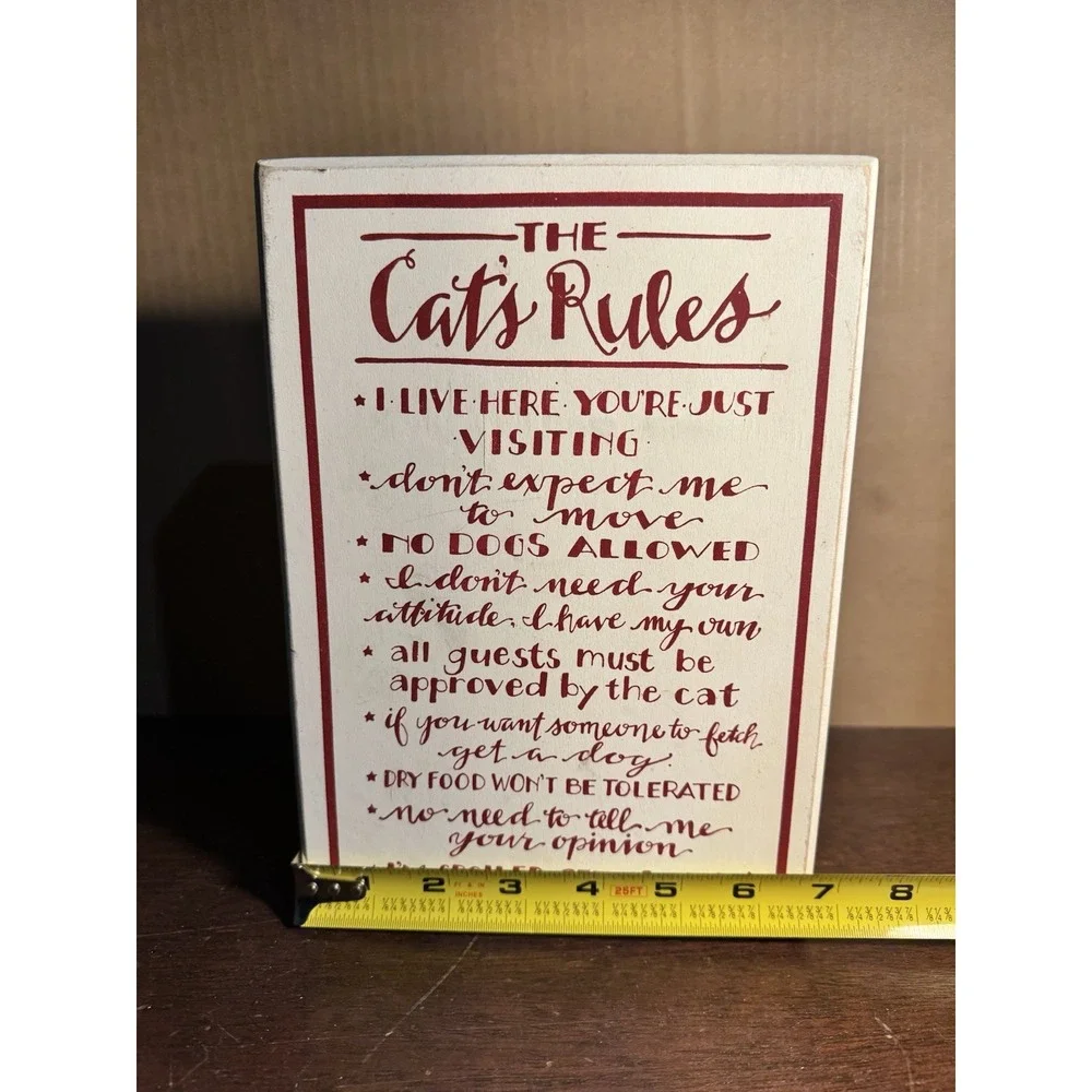 Funny Cat Sign Home Decor Rules Kitten Kitty Plaque Wood